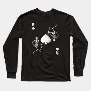 Skeletons Ace Of Spades Card Game Gothic Vintage Long Sleeve T-Shirt